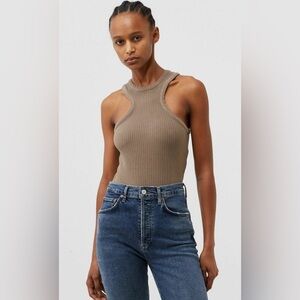 Agolde Ribbed Taupe Tank Top